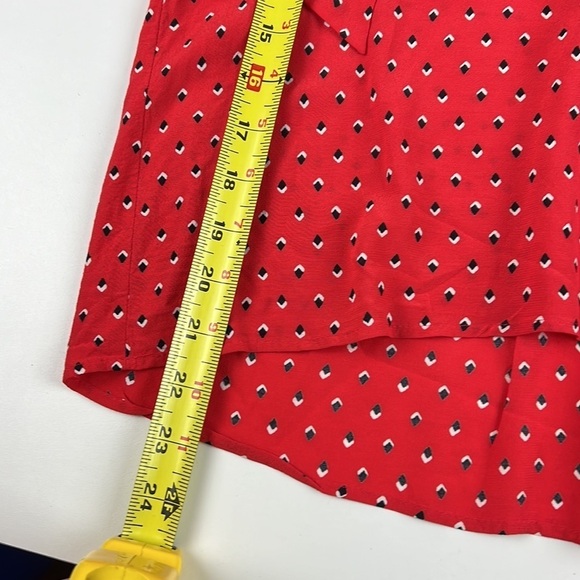 Zara WOMAN Red Patterned  Blouse with Ruffled Flowy Short Sleeves - Picture 7 of 9
